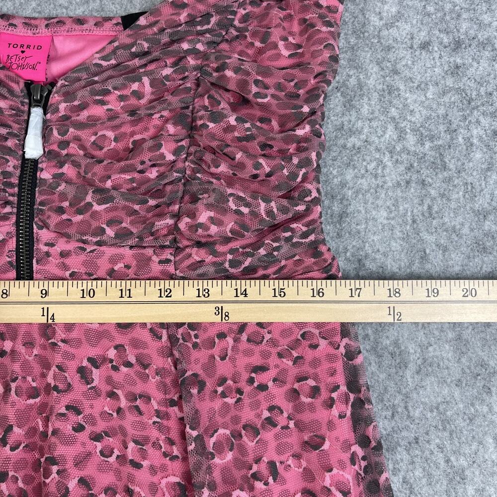 Torrid Betsey Johnson Skater Dress Womens 12‎ Black Pink Mesh Tulle Leopard NEW - Picture 10 of 16